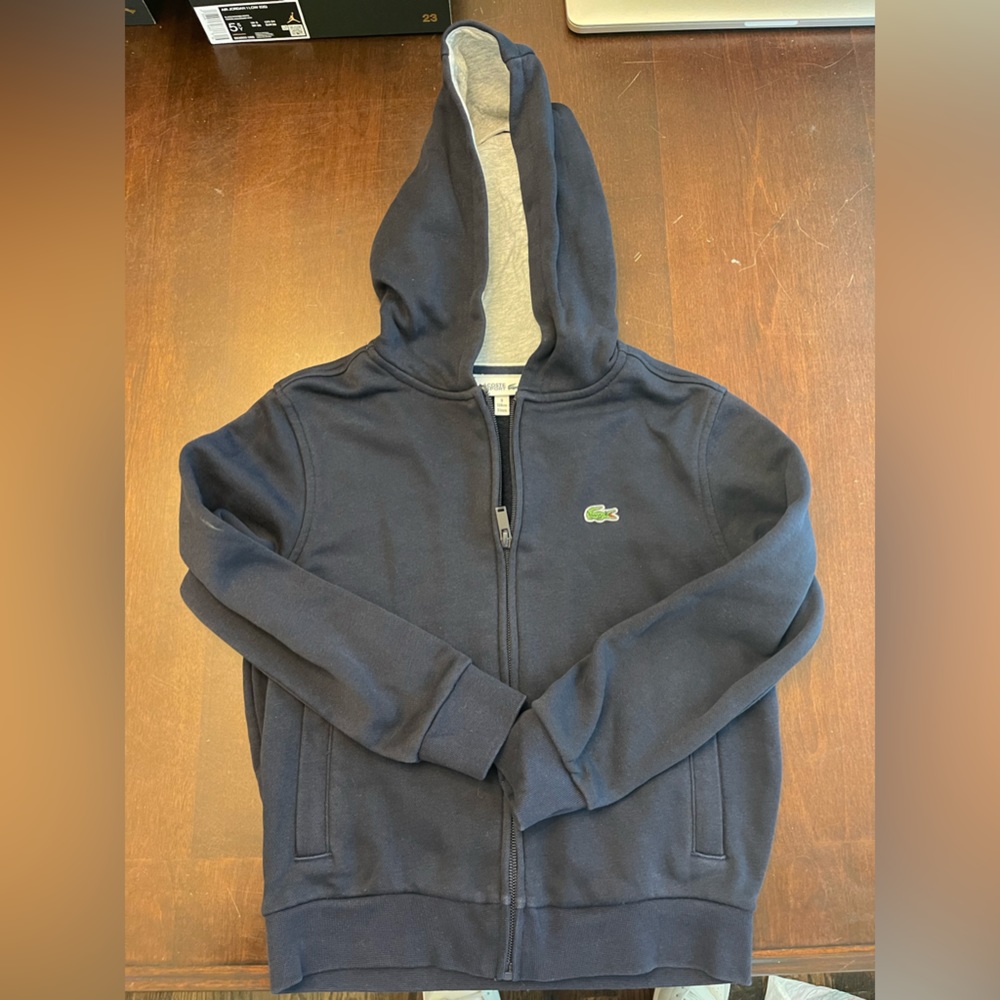 Boys Lacoste Zip Hoodie! Size 10! Navy Blue!